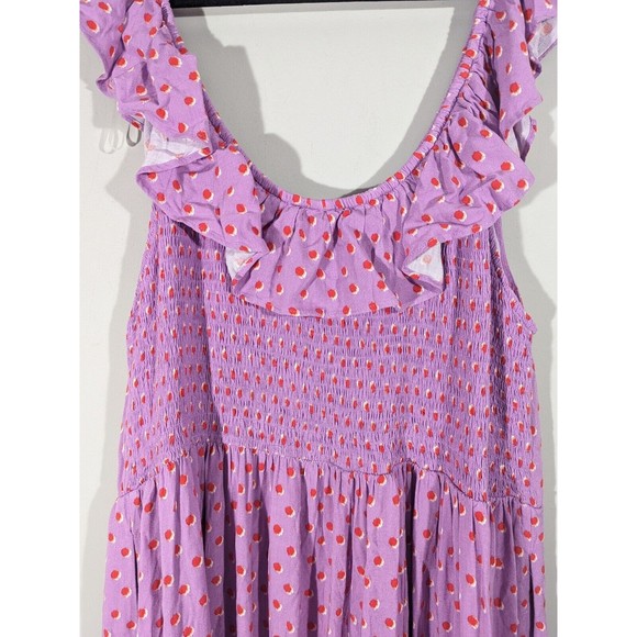 NWT‎ Ava & Viv Lavender Polka Dot Ruffle Trim Midi Dress Women Plus Size 3X - Picture 4 of 7